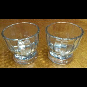 Vintage Pair of Cordial / Shot / Egg / Votive Clear Glass Cups 2-1/2" x 2-1/2"